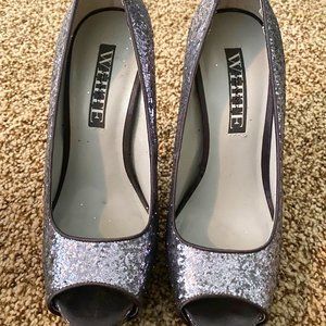 WHITE by VERA WANG Glitter Peep Toe Platform Pump